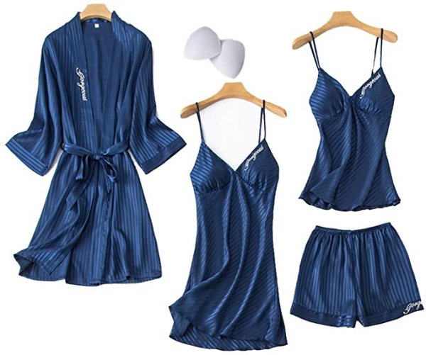 睡衣4件套 蓝色