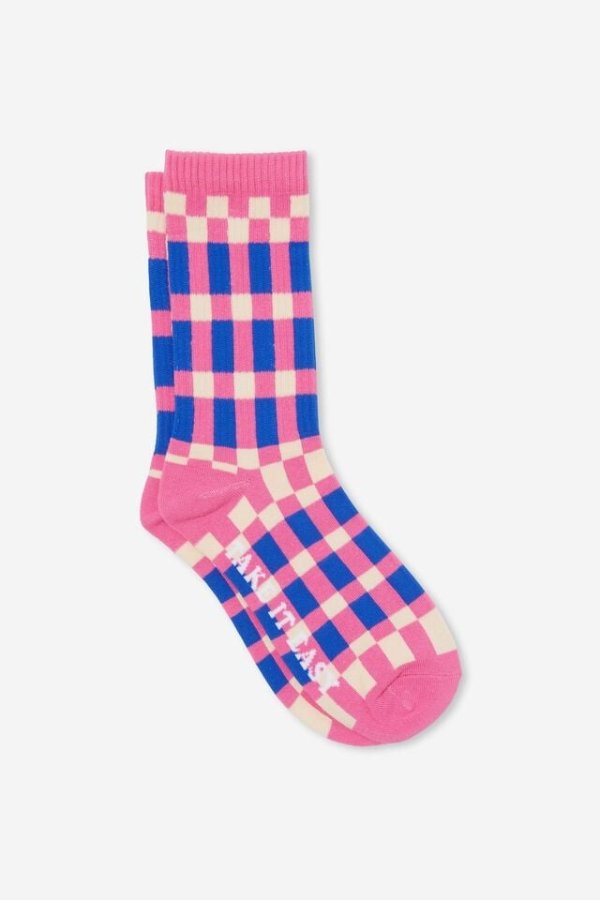 粉色格子袜