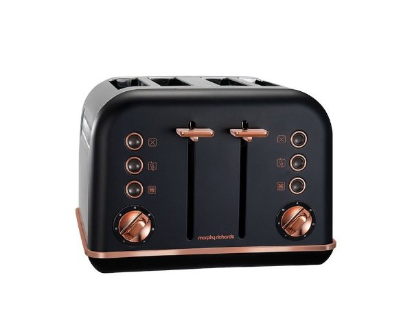 Accents Rose Gold 4 Slice Toaster Black