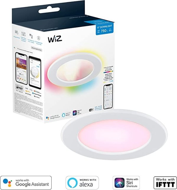WiZ 65W 全彩和可调白光 6英寸