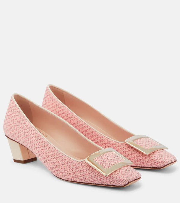 Belle Vivier 粉色格纹猫跟鞋