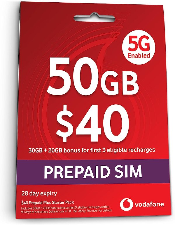 Vodafone 预付流量卡50GB