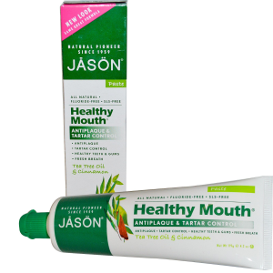 Jason 绿茶味去除牙菌斑，美白抗敏不含氟纯天然牙膏