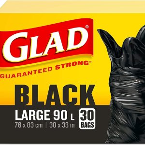 Glad 黑色垃圾袋 30个装 大号90L 结实耐用