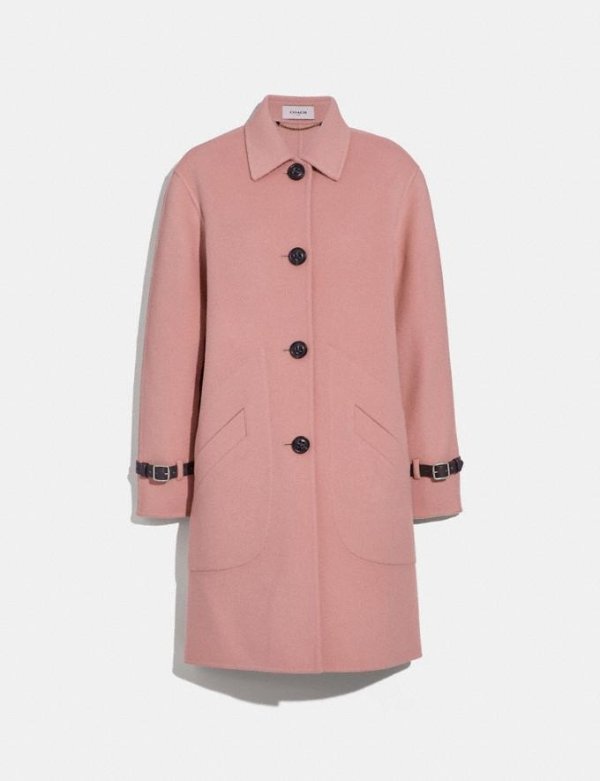 粉色羊毛大衣