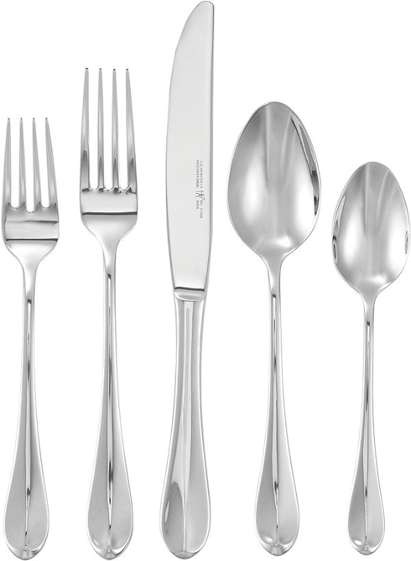 Zwilling J.A. Henckels HENCKELS Allegro 45 Piece 18/10 Polished Flatware Set - Rounded Handle Corrosion & Stain Resistant Silver-Like Lustre, 22544-345