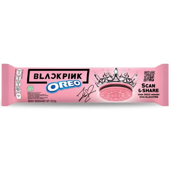  X Blackpink 奥利奥联名 黑巧克力夹心粉色饼干 123.5g