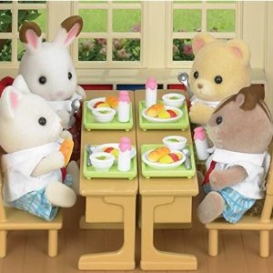 Calico Critters 学校的午餐玩具套装 可可爱爱熊熊兔兔 一起吃饭吧