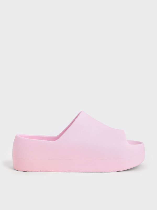 粉色厚底拖鞋
