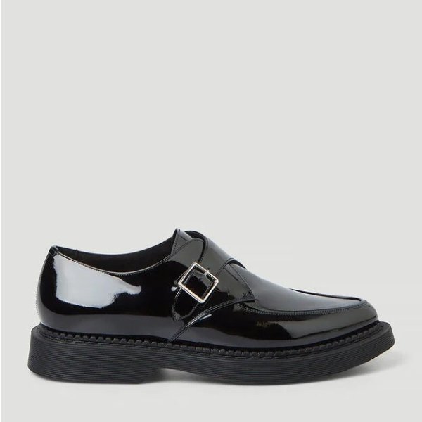 Buckle Leather Shoes in Black