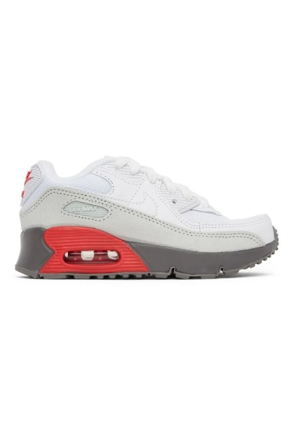 白色 Air Max 90 儿童运动鞋