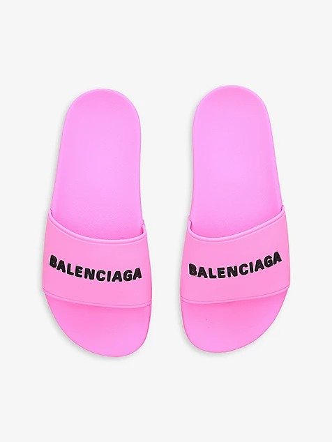 BALENCIAGA Logo芭比粉拖鞋
