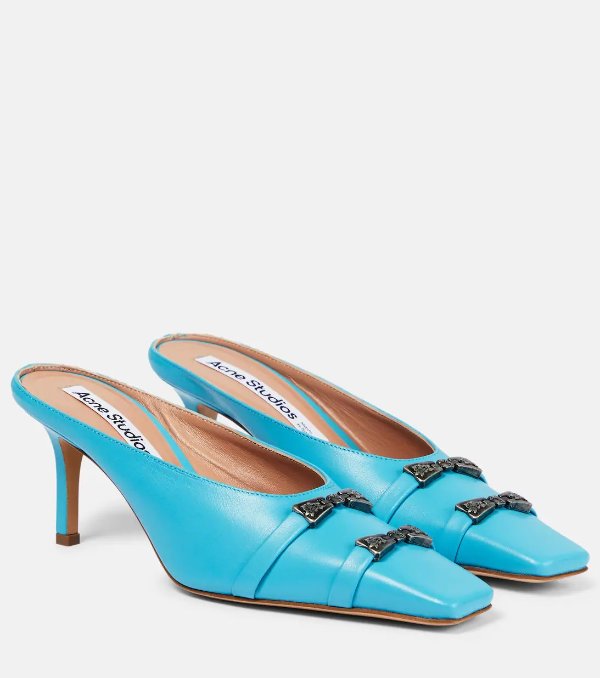 蓝色蝴蝶结穆勒鞋