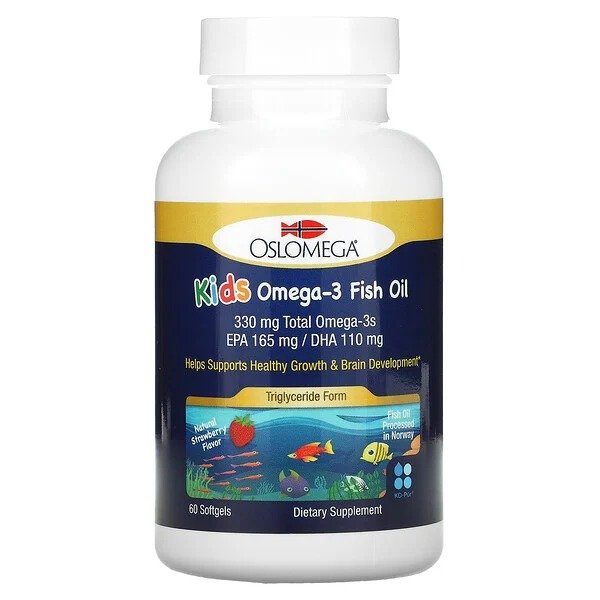 儿童Omega-3鱼油 天然草莓味 60粒