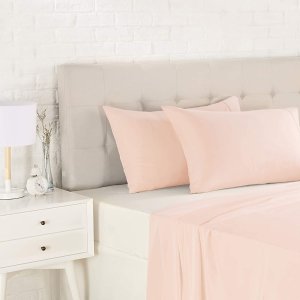 AmazonBasics 轻质超细纤维枕套2件装 标准款 粉红色