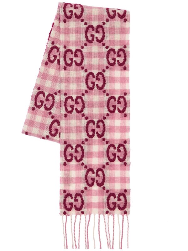 粉色羊毛混纺围巾