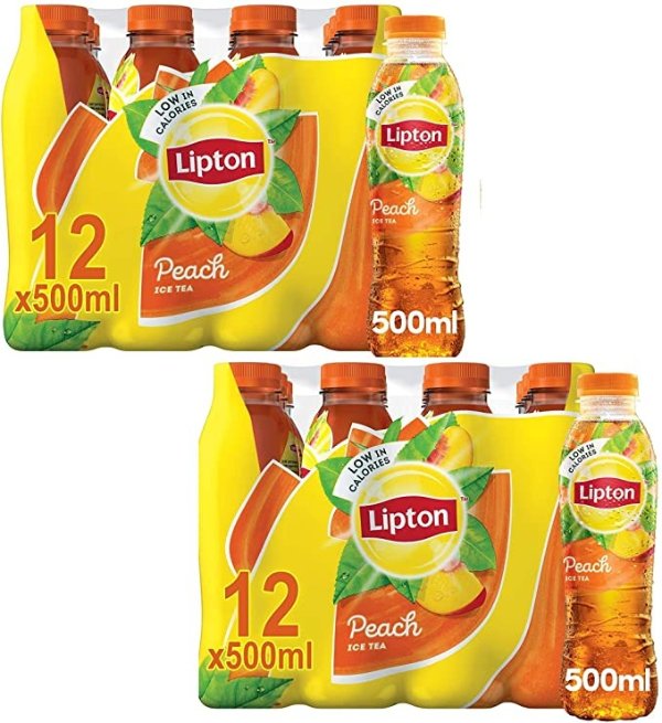 Ice Tea Peach Flavoured Still Soft Drink, 12 x 500 ml - 2 Pack