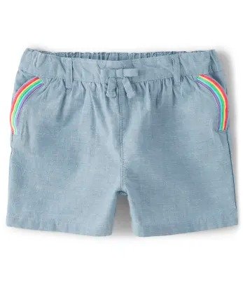 女童彩虹刺绣短裤