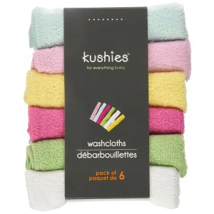 Kushies 儿童专用100%纯棉抹布，婴儿可洗小围嘴，6只装