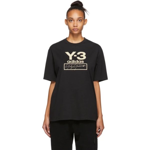 Y-3 - Black Stacked Logo T-Shirt