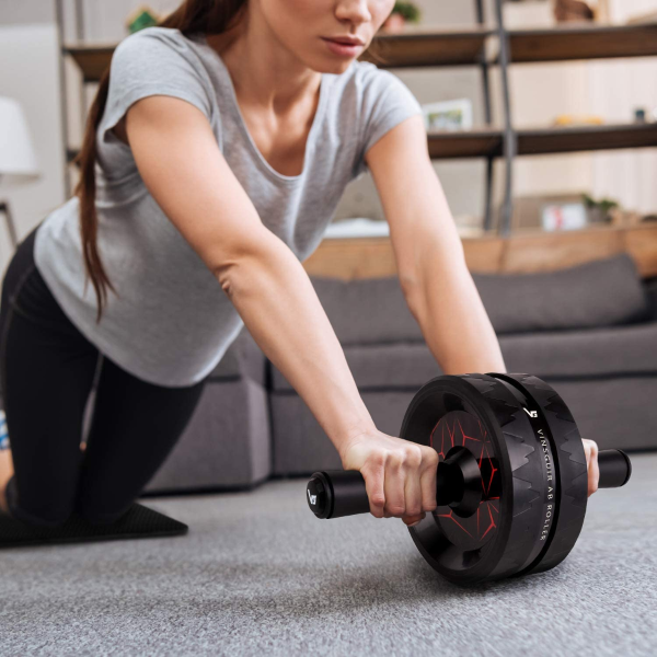 Vinsguir Ab Roller for Abs Workout, Ab Roller Wheel Exercise Equipment for Core Workout, Ab Wheel Roller for Home Gym, Ab Workout Equipment for Abdominal Exercise (Black & Red) - Dealmoon