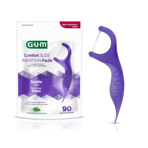 $3.33(S家$4.99) 紫蓝绿3款GUM 专业牙线棒 90个装 有效预防牙菌斑 丝状防碎 彻清残渣