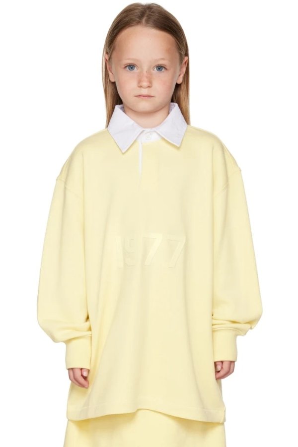 童款 奶黄色 '1977' polo衫