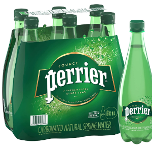 Perrier 天然碳酸气泡水 原味1升装6瓶 0卡0糖 健康无负担