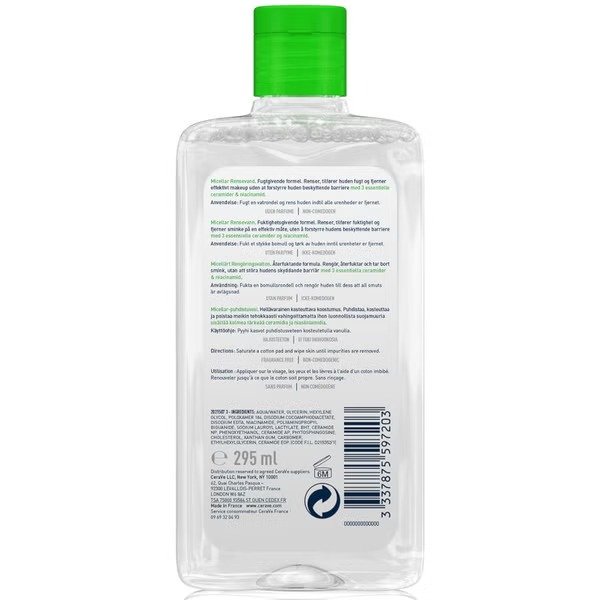 Eau micellaire nettoyante a la niacinamide et aux ceramides pour tous types de peau CeraVe 295 ml