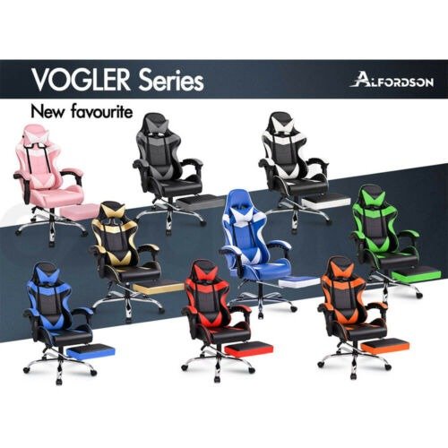 Gaming Office Chair Racing Executive Footrest Computer Seat PU Leather