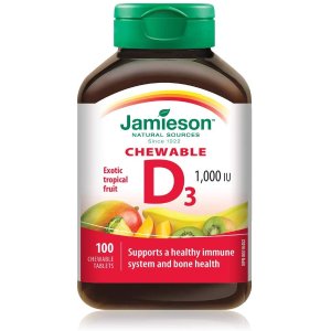 史低价：Jamieson 维生素D3补充 热带水果味咀嚼片 促进钙吸收