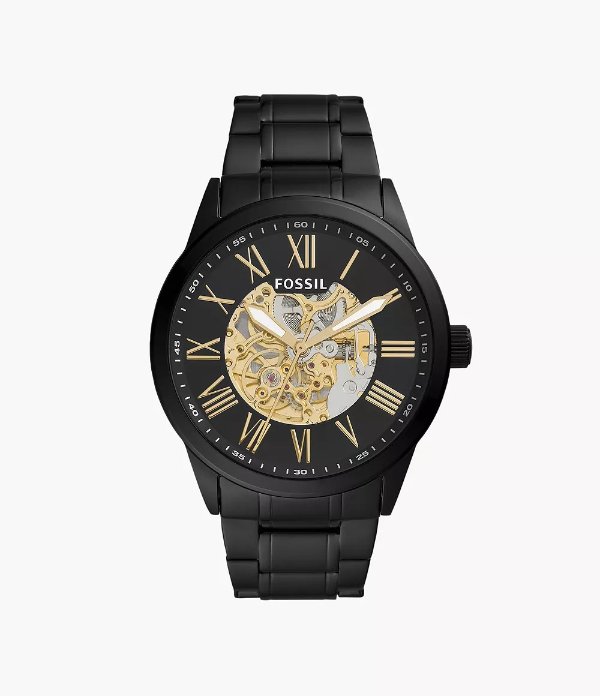 Flynn 黑色不锈钢手表