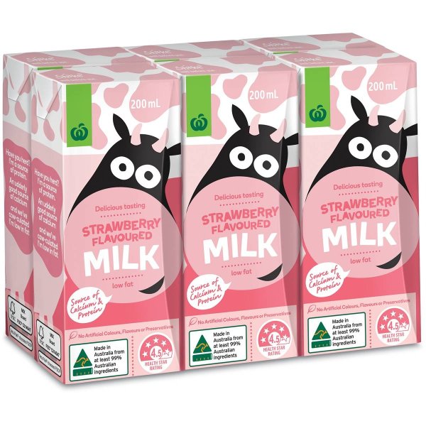 草莓牛奶 Milk 6x200ml | Woolworths