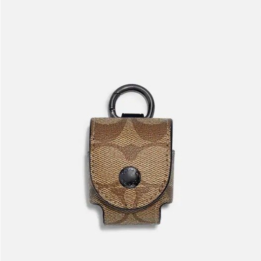 Wireless Earbud Case Bag Charm In Signature Canvas 老花耳机
