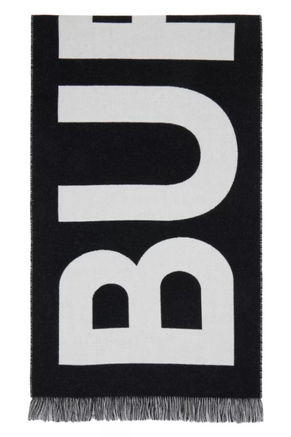 Black & White Jacquard Logo围巾
