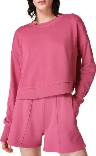 粉色刺绣小花卫衣