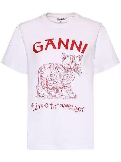 小猫印花休闲版型平纹针织T恤
