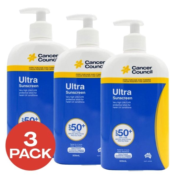 Ultra Sunscreen SPF50+ 防晒霜 500mL 3 Pack 