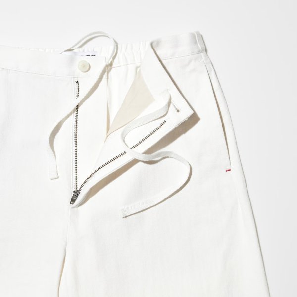 白色细节质感直筒裤