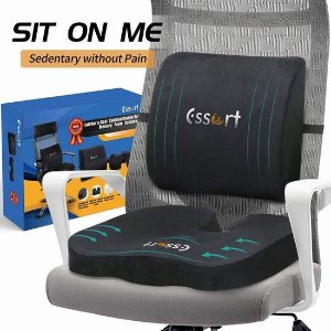 史低价：Essort 舒适记忆海绵座垫+腰枕套装 缓解pp疼和腰痛