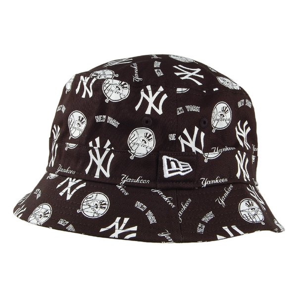New Era New York Yankees All Over Print Bucket Hat - Black-White