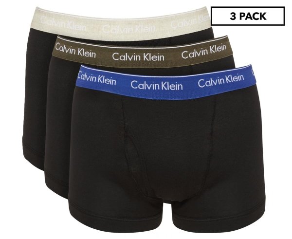 Men's Cotton Classics Trunk 3-Pack - Black/Green/Heather/Blue