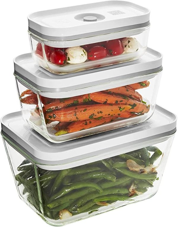 ZWILLING Fresh & Save 3-pc Glass Food Storage Container, Meal Prep Container- Assorted Sizes
