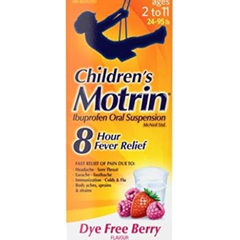 Motrin儿童退烧液 效果长达 8 小时，浆果味更易入口