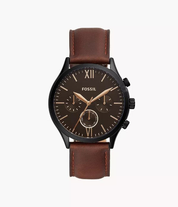 Fenmore 棕色多功能皮革手表