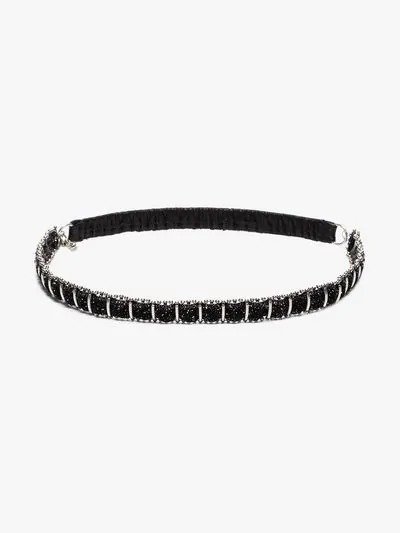 Saint Laurent black Grid lurex and metal chain headband 发带