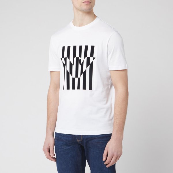 Men's Stripe Eagle Logo T-Shirt - White