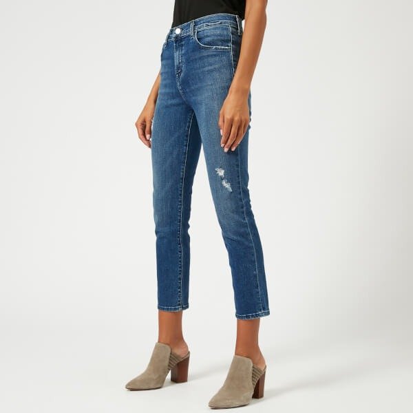 Women's Ruby High Rise Cropped Jeans with Distress - Mystic