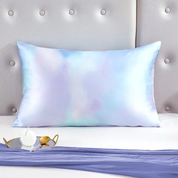 19 Momme Tie Dye Pattern Print Zipper Pillowcase 新品！19姆米扎染