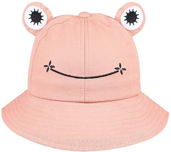 淡粉色青蛙渔夫帽 